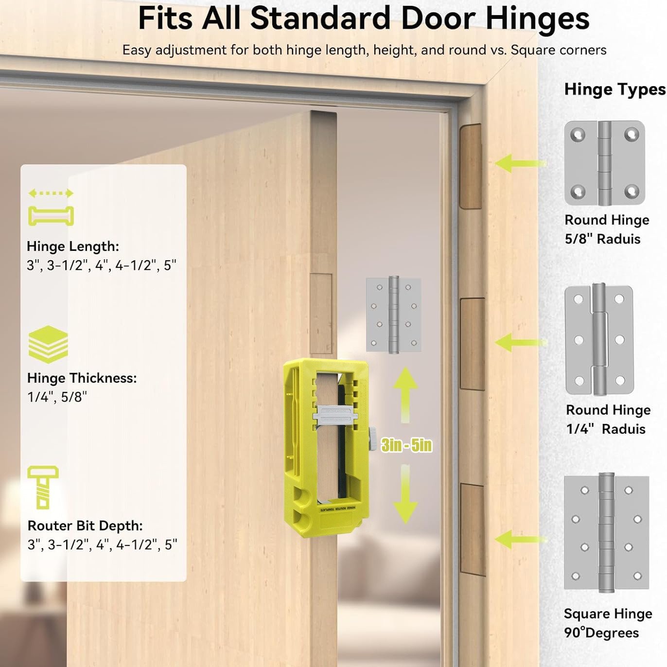 Doormate Router Hinge Template Adjustable Mortise Guide Kit Product Image 06