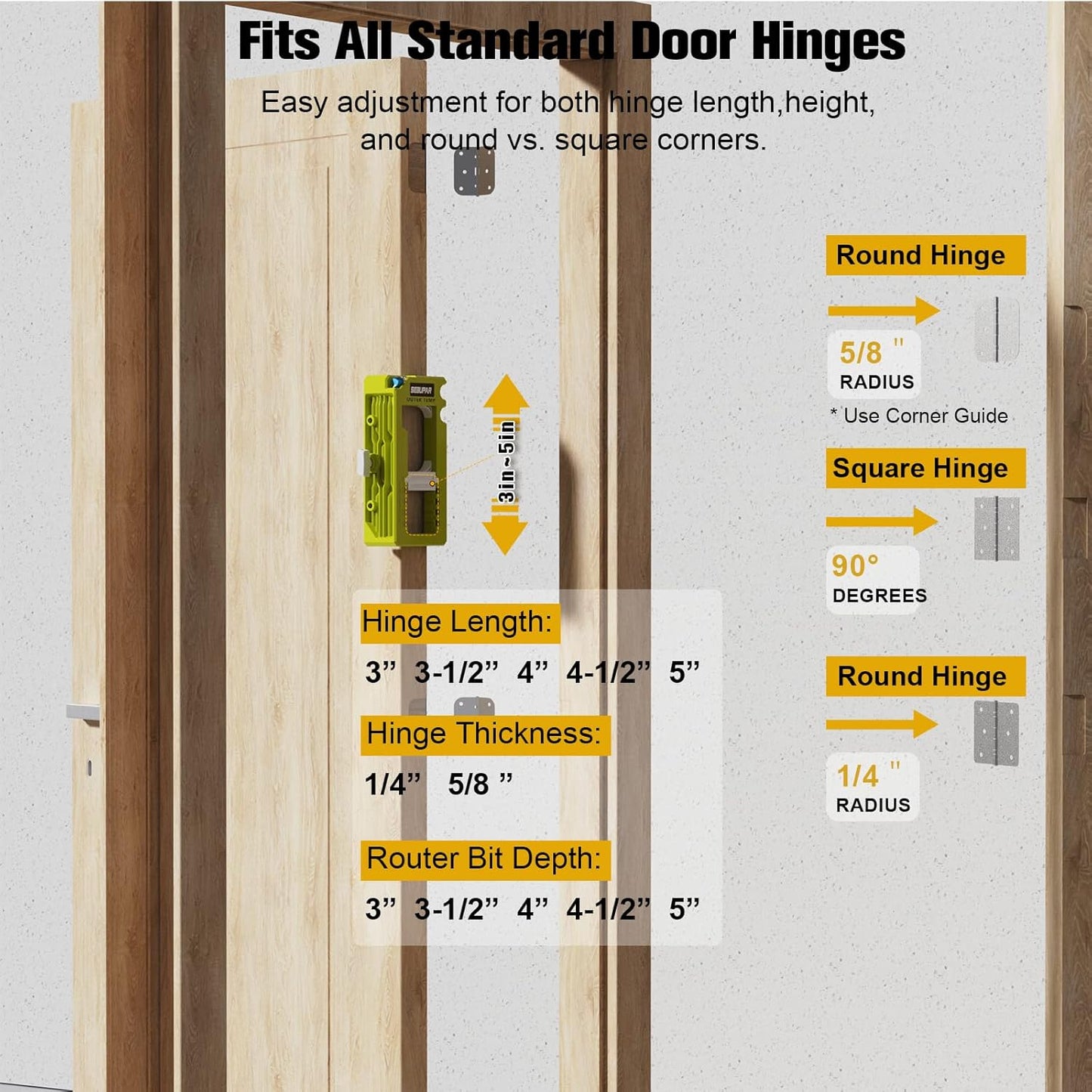 Doormate Router Hinge Template Adjustable Mortise Guide Kit Product Image 07