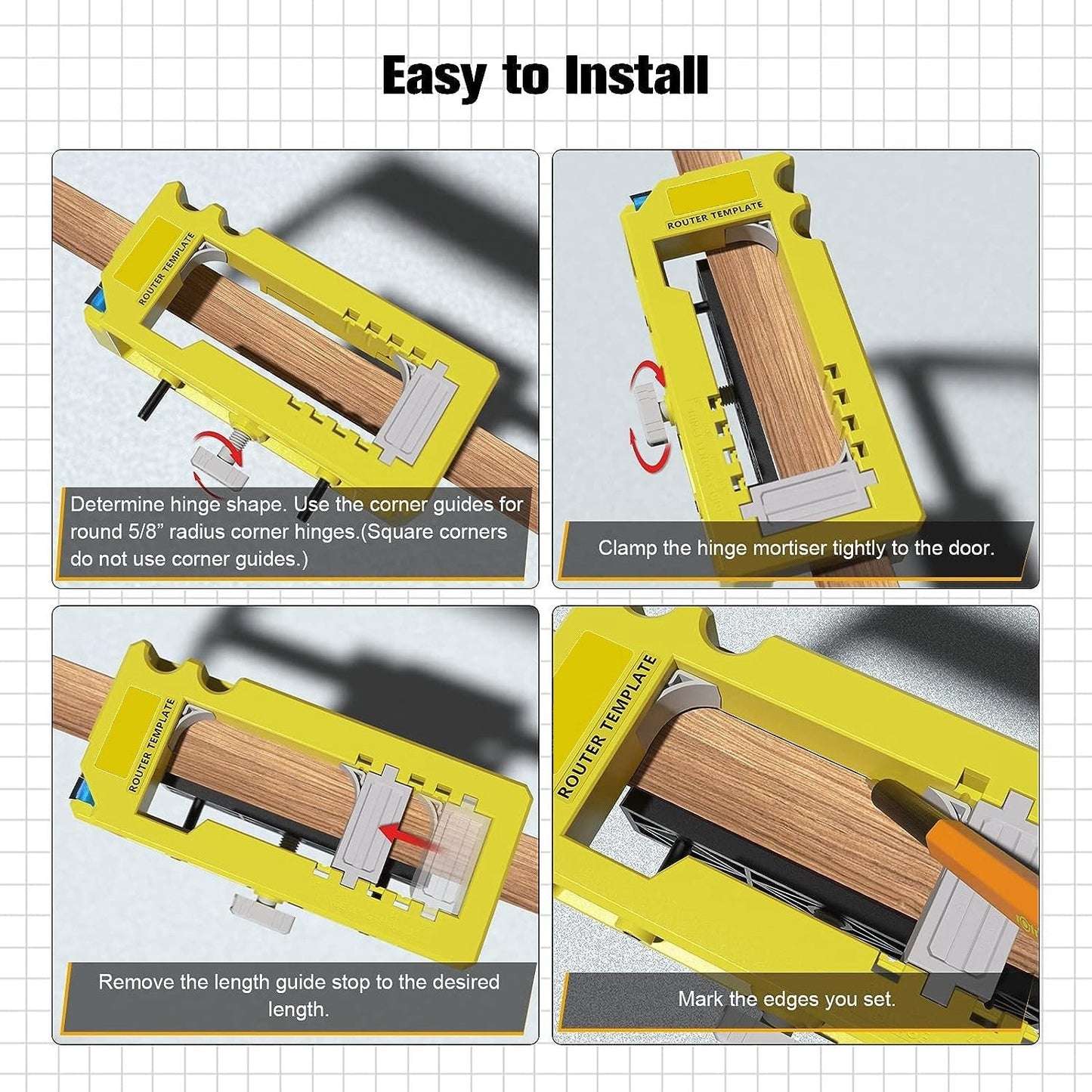 Doormate Router Hinge Template Adjustable Mortise Guide Kit Product Image 09