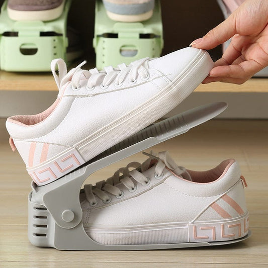 Double Deck Adjustable Shoe Stacking Shelf Product Image 01