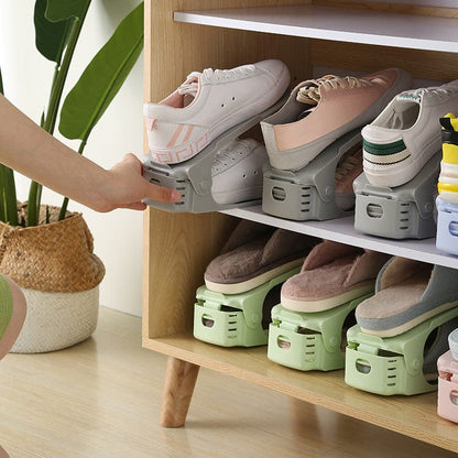 Double Deck Adjustable Shoe Stacking Shelf Product Image 03