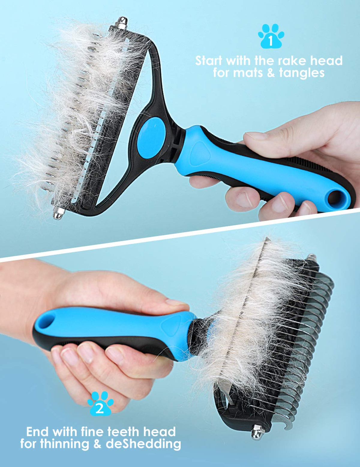 Dual Action Coat Rake Dog Deshedding Dematting Comb Product Image 02