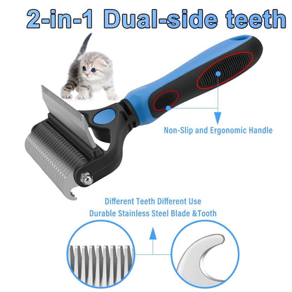 Dual Action Coat Rake Dog Deshedding Dematting Comb Product Image 05