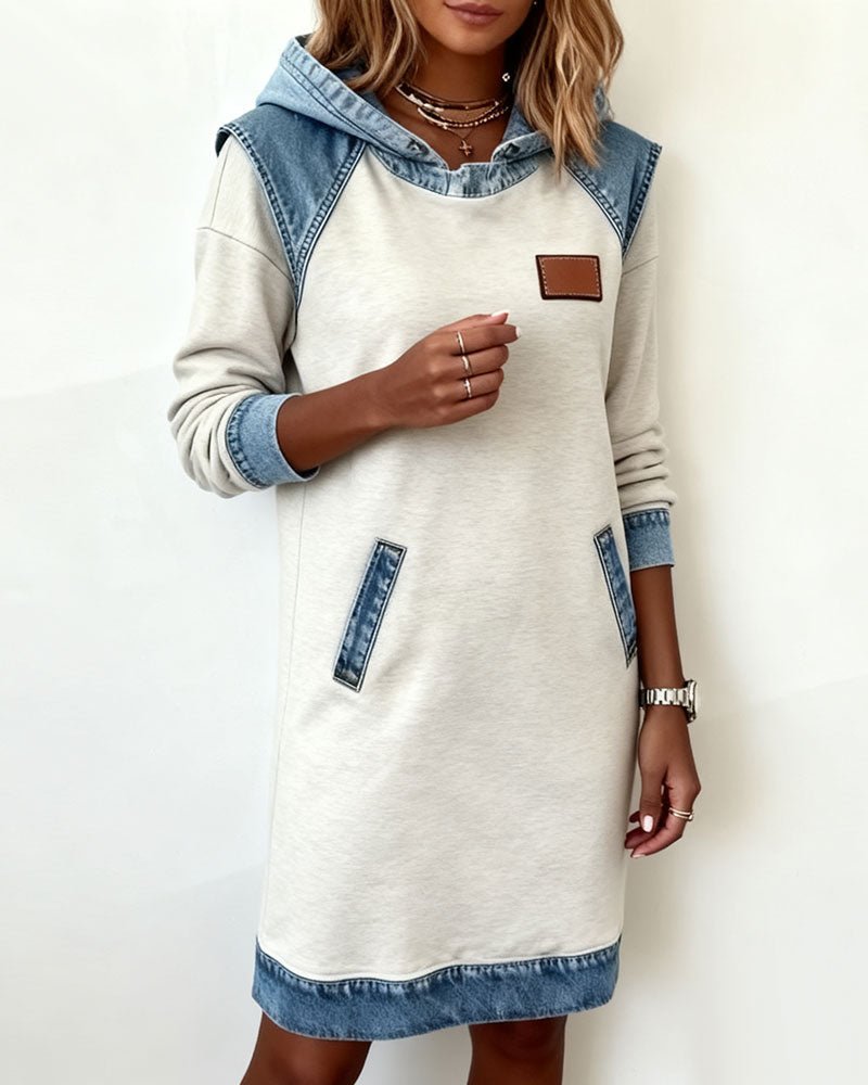 Emberline Pocket Color Block Knee Length Dress Product Image 03