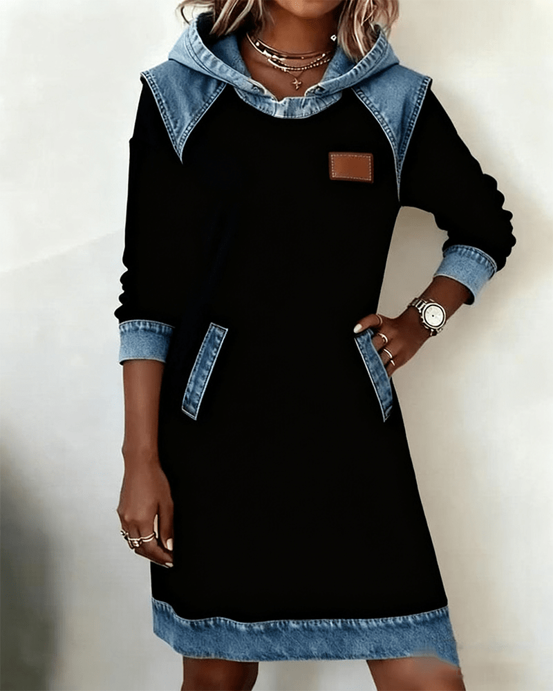 Emberline Pocket Color Block Knee Length Dress Product Image 04