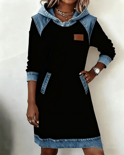 Emberline Pocket Color Block Knee Length Dress Product Image 04