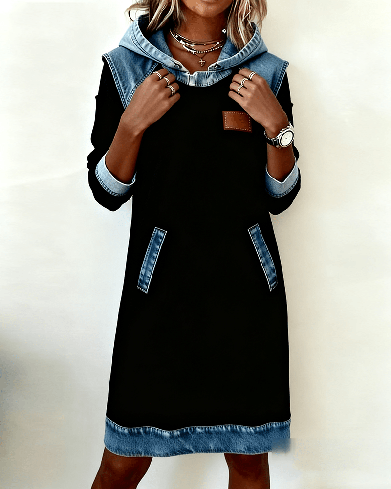 Emberline Pocket Color Block Knee Length Dress Product Image 05