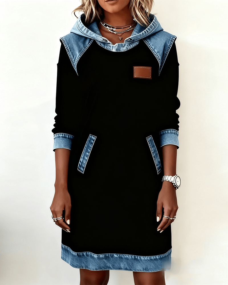 Emberline Pocket Color Block Knee Length Dress Product Image 06