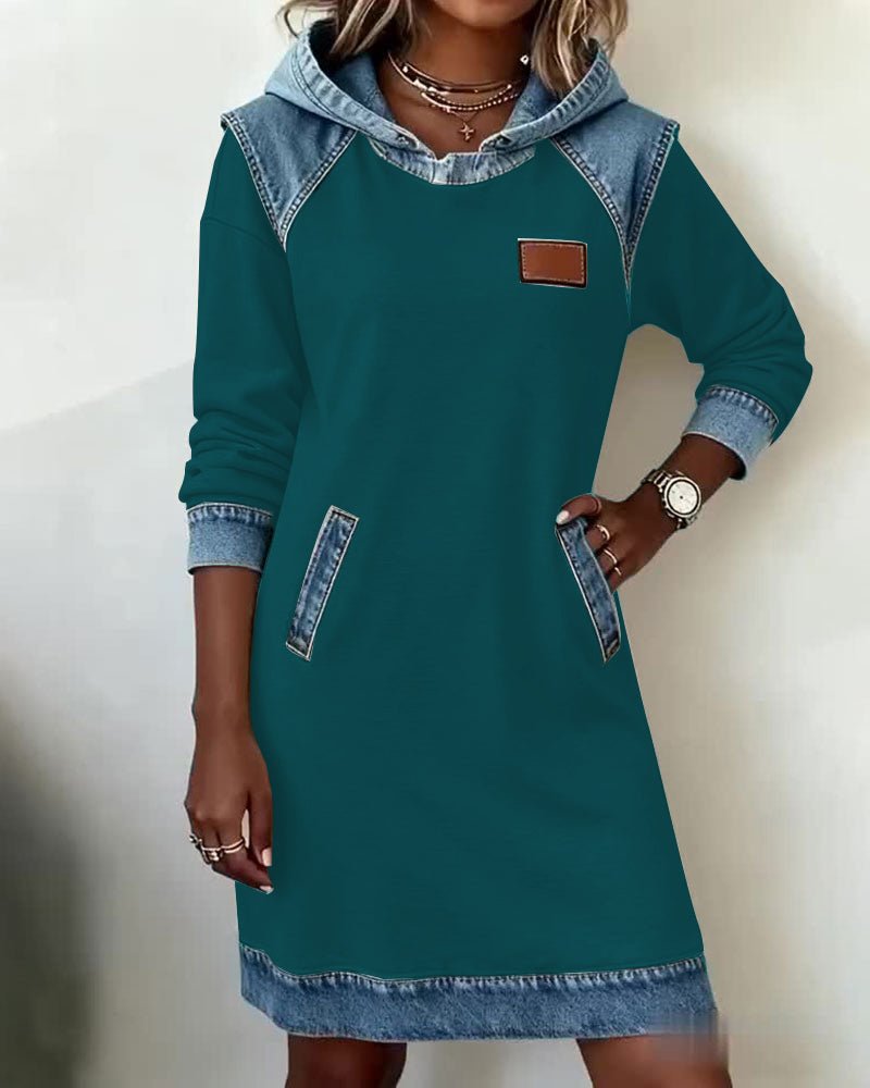Emberline Pocket Color Block Knee Length Dress Product Image 07