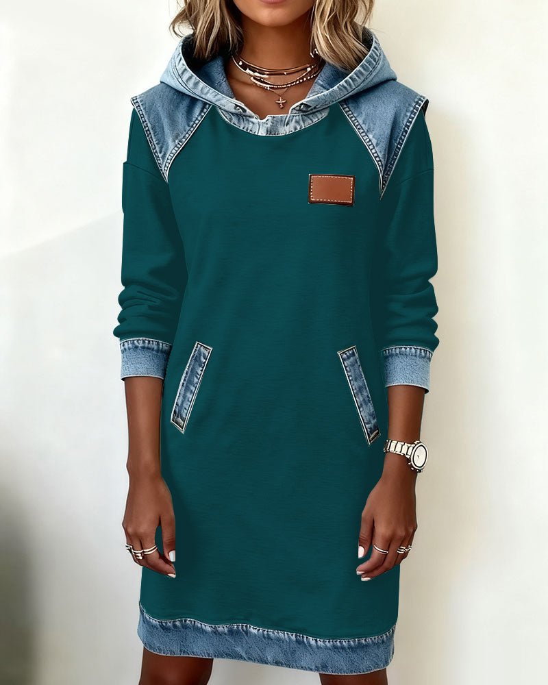 Emberline Pocket Color Block Knee Length Dress Product Image 08