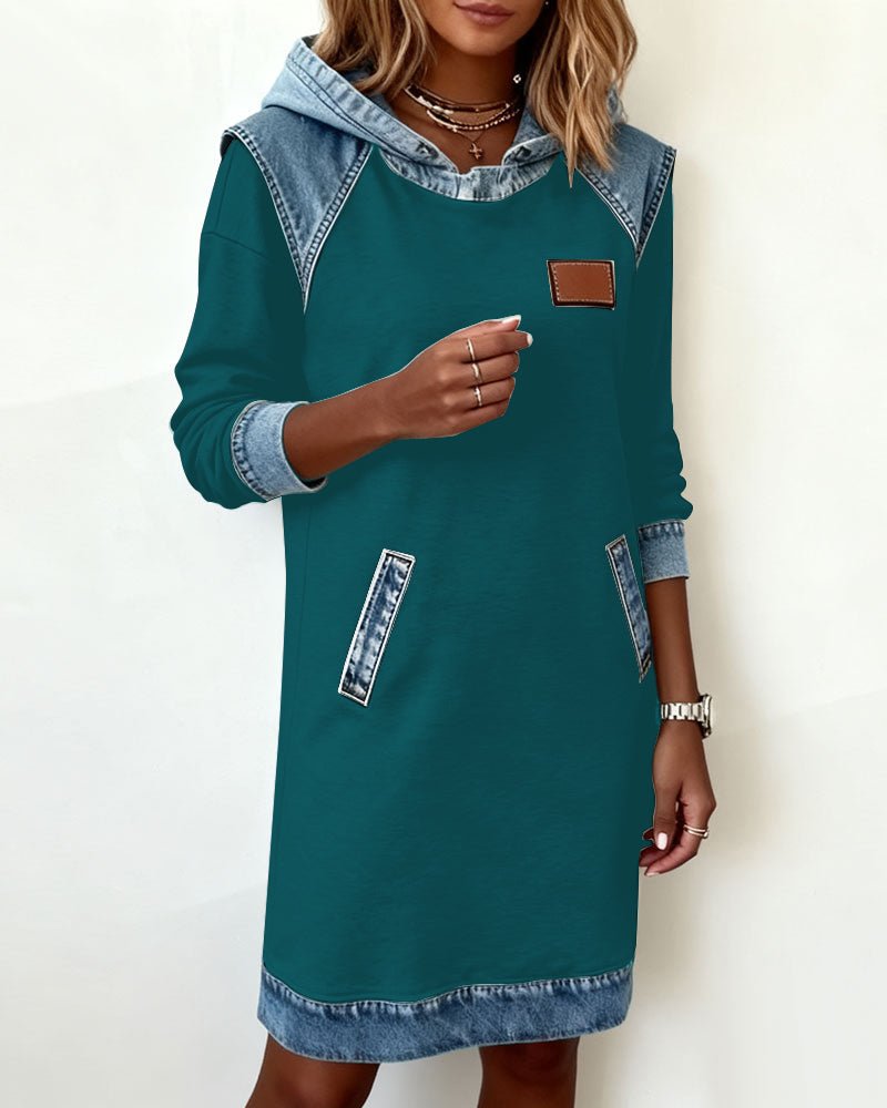 Emberline Pocket Color Block Knee Length Dress Product Image 09