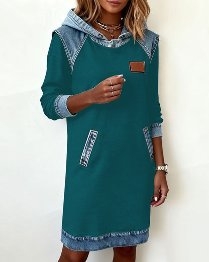 Emberline Pocket Color Block Knee Length Dress Product Image 09