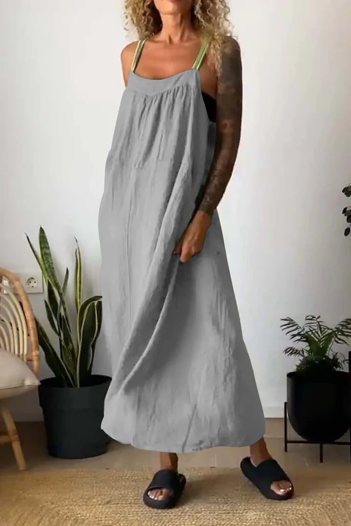 Emberly Cotton Linen Sling Dress Relaxed Fit Product Image 03