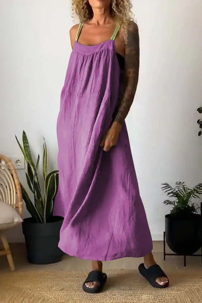 Emberly Cotton Linen Sling Dress Relaxed Fit Product Image 04