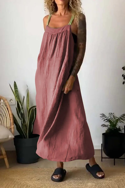 Emberly Cotton Linen Sling Dress Relaxed Fit Product Image 05