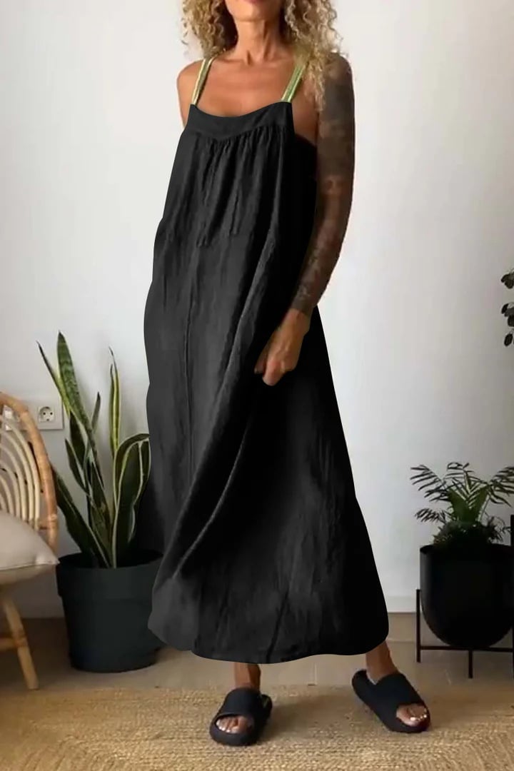 Emberly Cotton Linen Sling Dress Relaxed Fit Product Image 06