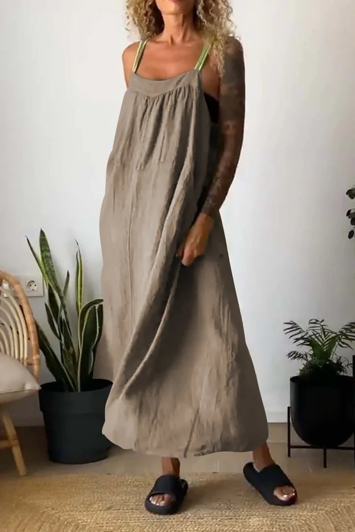 Emberly Cotton Linen Sling Dress Relaxed Fit Product Image 08