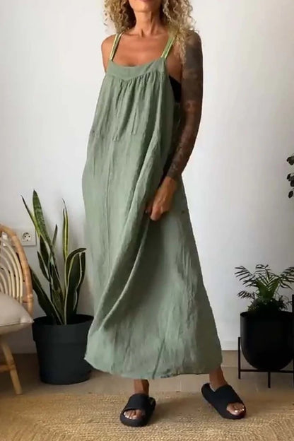 Emberly Cotton Linen Sling Dress Relaxed Fit Product Image 10