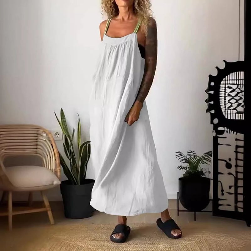 Emberly Cotton Linen Sling Dress Relaxed Fit Product Image 11