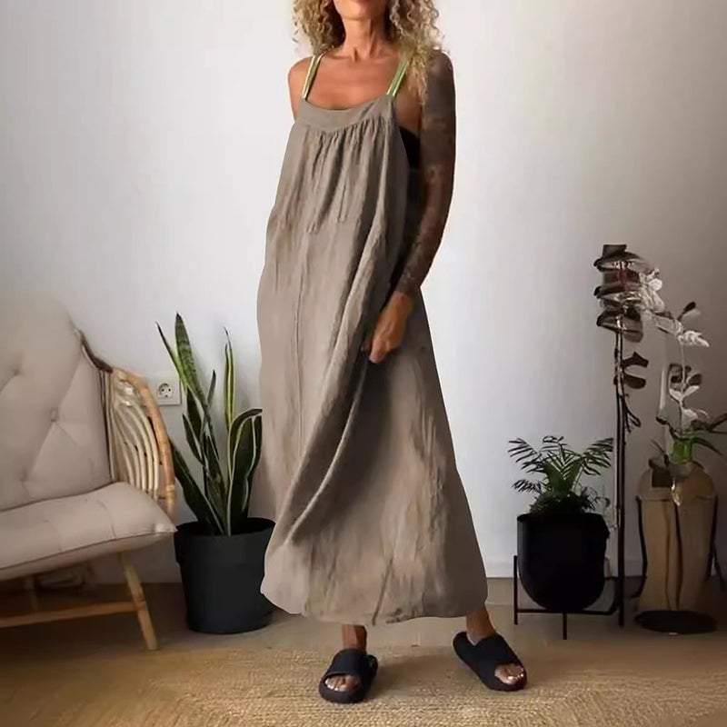 Emberly Cotton Linen Sling Dress Relaxed Fit Product Image 12