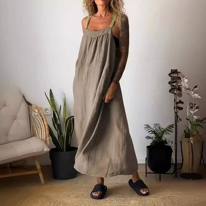 Emberly Cotton Linen Sling Dress Relaxed Fit Product Image 12