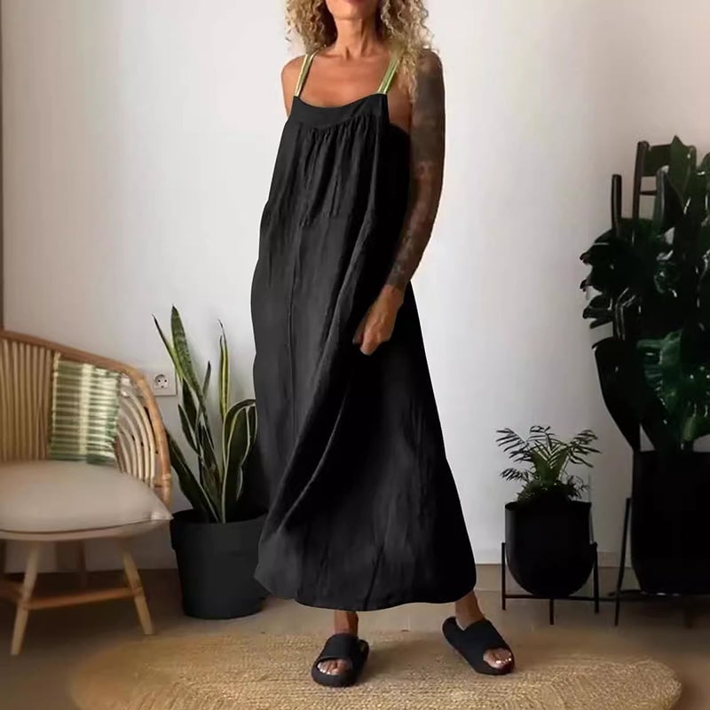 Emberly Cotton Linen Sling Dress Relaxed Fit Product Image 13
