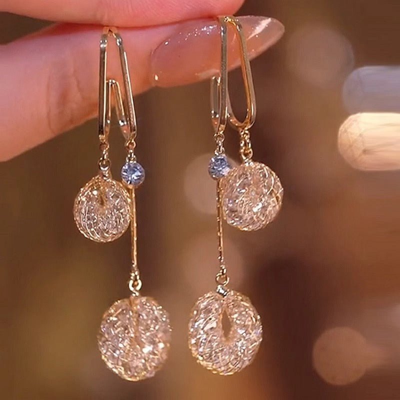 Evening Glow Crystal Tassel Earrings Product Image 02