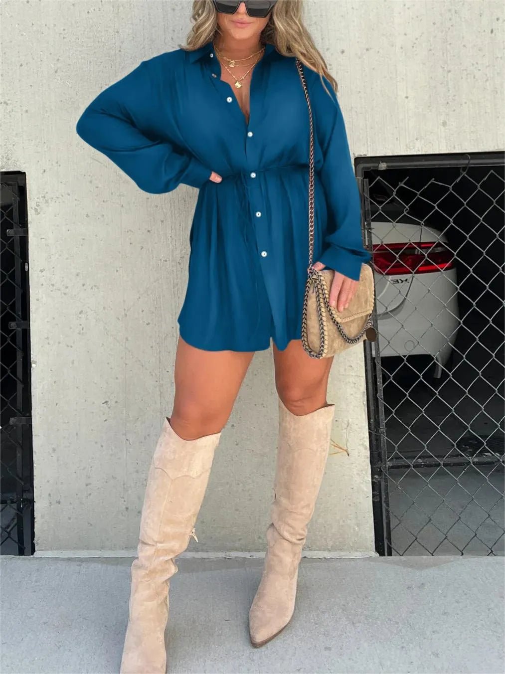 Everly Solid Color Long Sleeve Shirt Set Product Image 08