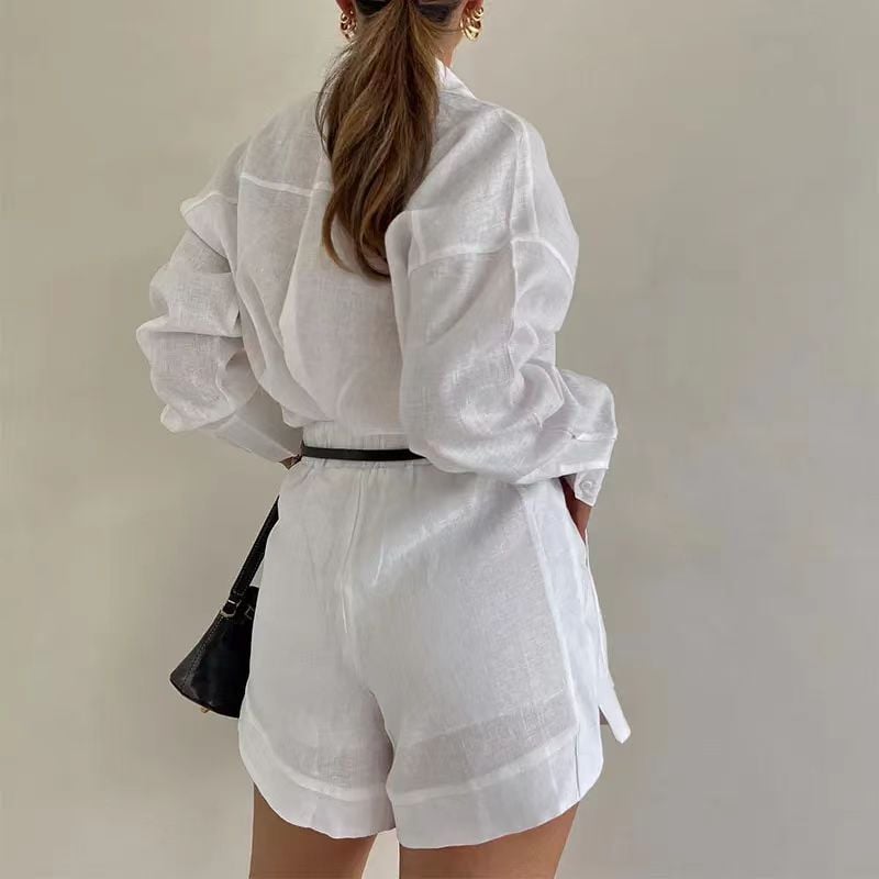 Evia Linen Blend Blouse Shorts Set Product Image 06