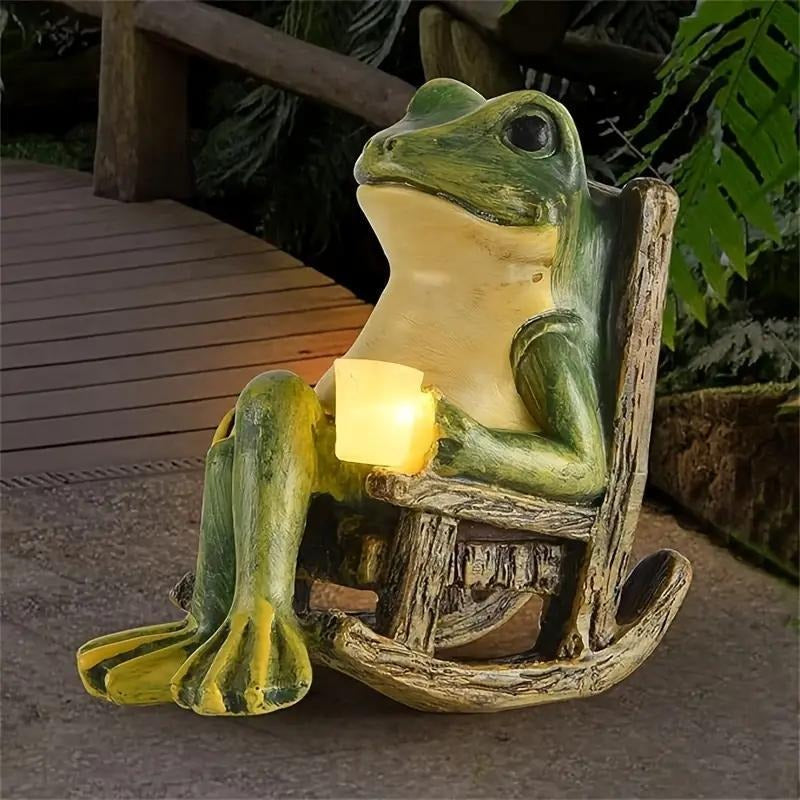 Fable Solar Frog Garden Statue Product Image 01