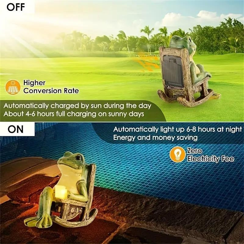Fable Solar Frog Garden Statue Product Image 03