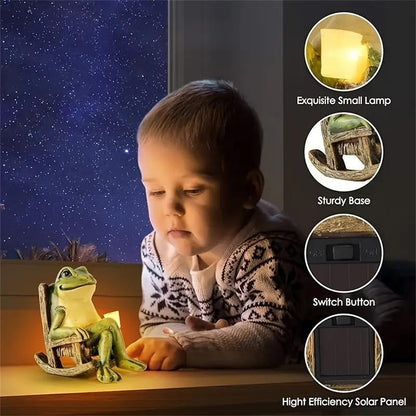 Fable Solar Frog Garden Statue Product Image 04