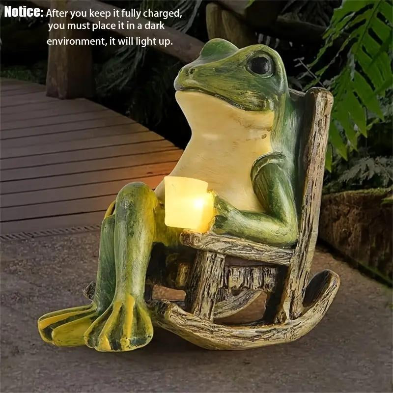 Fable Solar Frog Garden Statue Product Image 07