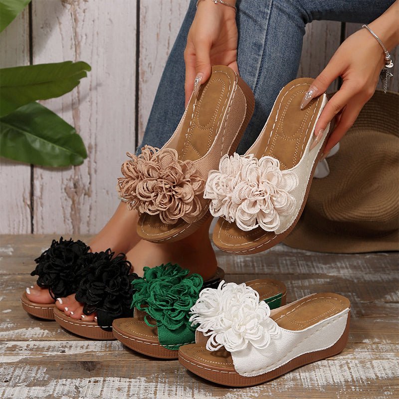 Fayla Flower Accent Slip On Wedge Sandals Product Image 02