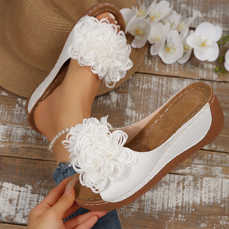 Fayla Flower Accent Slip On Wedge Sandals Product Image 04