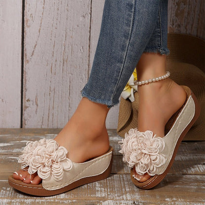 Fayla Flower Accent Slip On Wedge Sandals Product Image 07