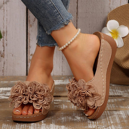 Fayla Flower Accent Slip On Wedge Sandals Product Image 08