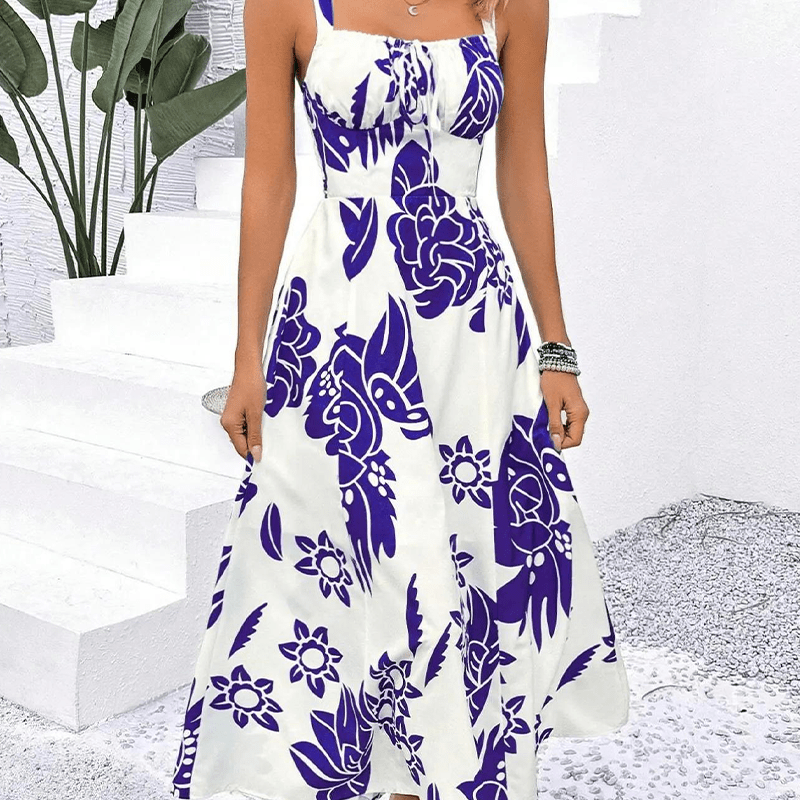 Fresh Floral A Line Spaghetti Strap Dress Product Image 03