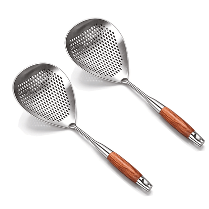 Frying Skimmer Pear Wood Handle Product Image 02