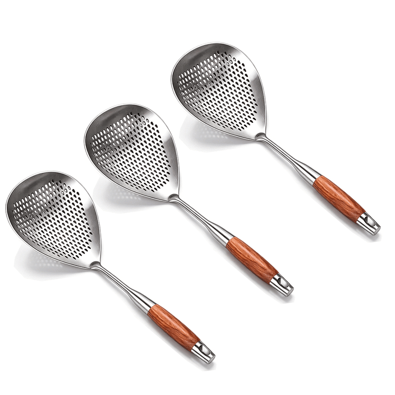 Frying Skimmer Pear Wood Handle Product Image 03