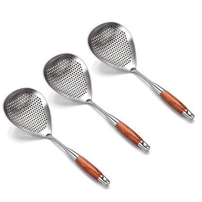 Frying Skimmer Pear Wood Handle Product Image 03