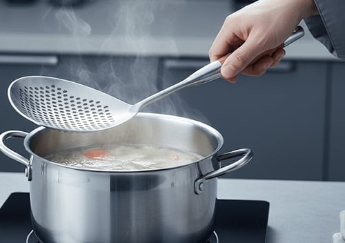 Frying Skimmer Pear Wood Handle Product Image 05