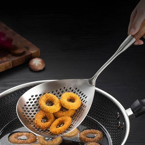 Frying Skimmer Pear Wood Handle Product Image 06