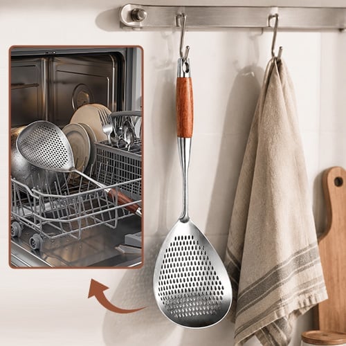 Frying Skimmer Pear Wood Handle Product Image 07