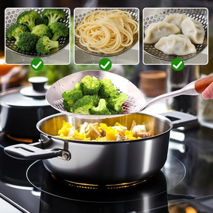 Frying Skimmer Pear Wood Handle Product Image 09