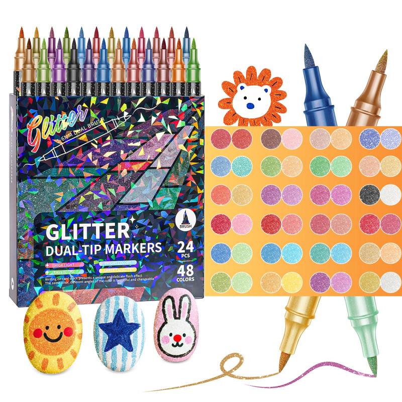 Glitter Dual Tip Brush Marker Set Product Image 01
