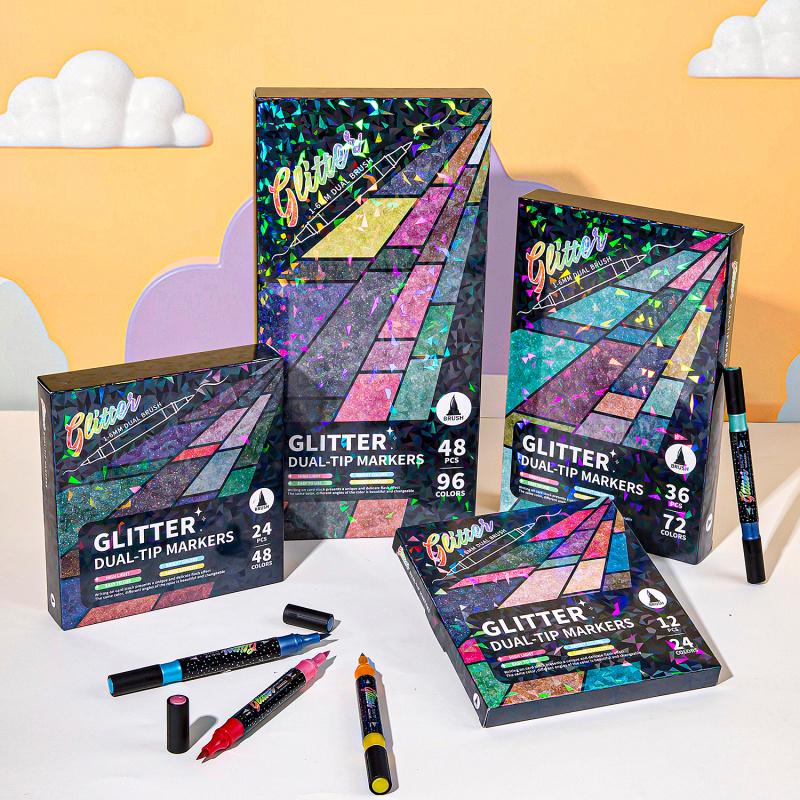 Glitter Dual Tip Brush Marker Set Product Image 02