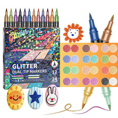 Glitter Dual Tip Brush Marker Set Product Image 03