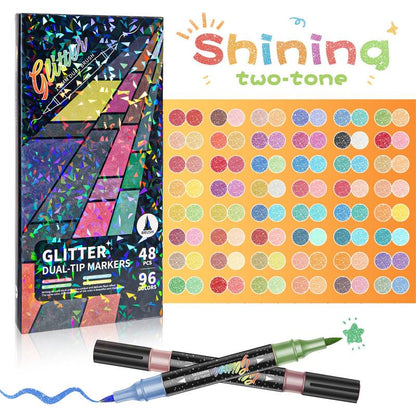 Glitter Dual Tip Brush Marker Set Product Image 05