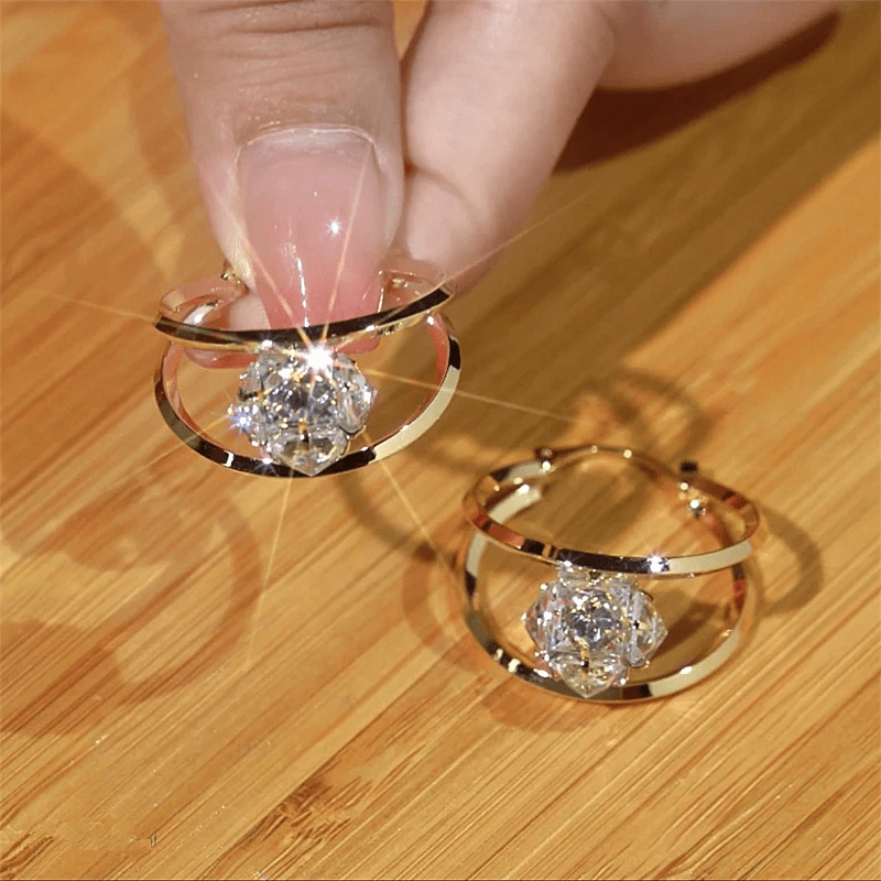 Gold Toned Double Hoop Zirconia Earrings Product Image 02